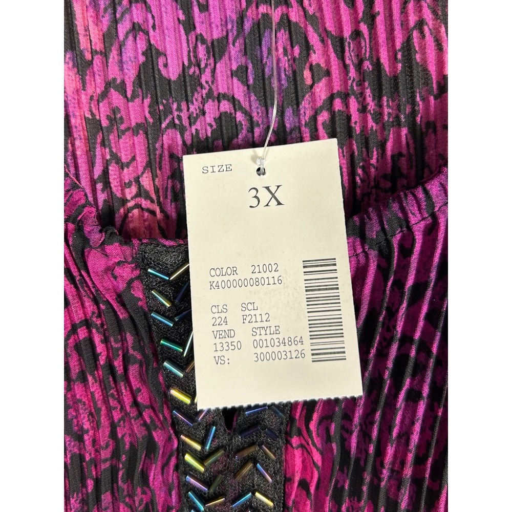 NWT Catherines Womens 3X Purple Black Ombre Pleated Beaded Tunic Blouse - Picture 6 of 9